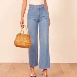 Reformation Jeans Marine Wide Leg Jeans Mykonos Wash Size 25